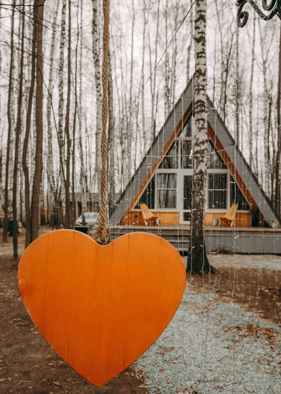 Домик в лесу с баней и чаном, A-frame Forest story