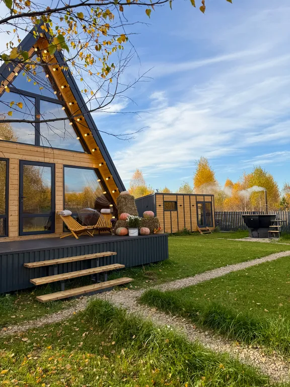 Коттедж Aframe, 2ух этажный дом, глэмпинг — Казань