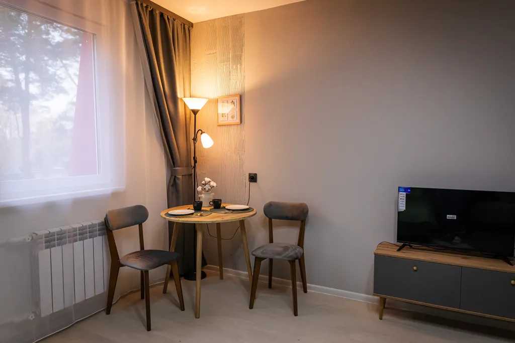 Уютная студия с видом на сосны