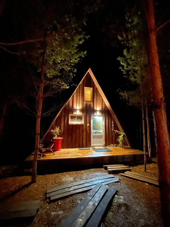 Гостевой домик A-frame в сосновом лесу