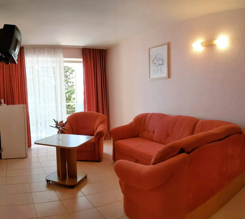 Семейный двухкомнатный номер с видом на море и большим балконом