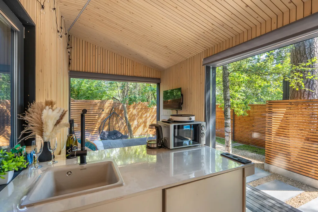 Ультрасовременный домик для отдыха вдвоем с сауной, купелью, мангалом