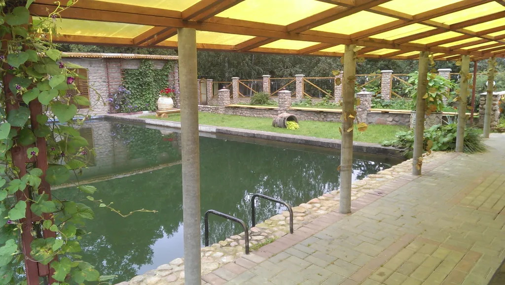 Уютный домик с баней, камином и террасой возле пруда