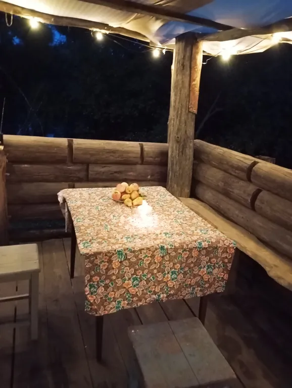 Изба с уютом детства, деревенский дом с баней и русским бытом