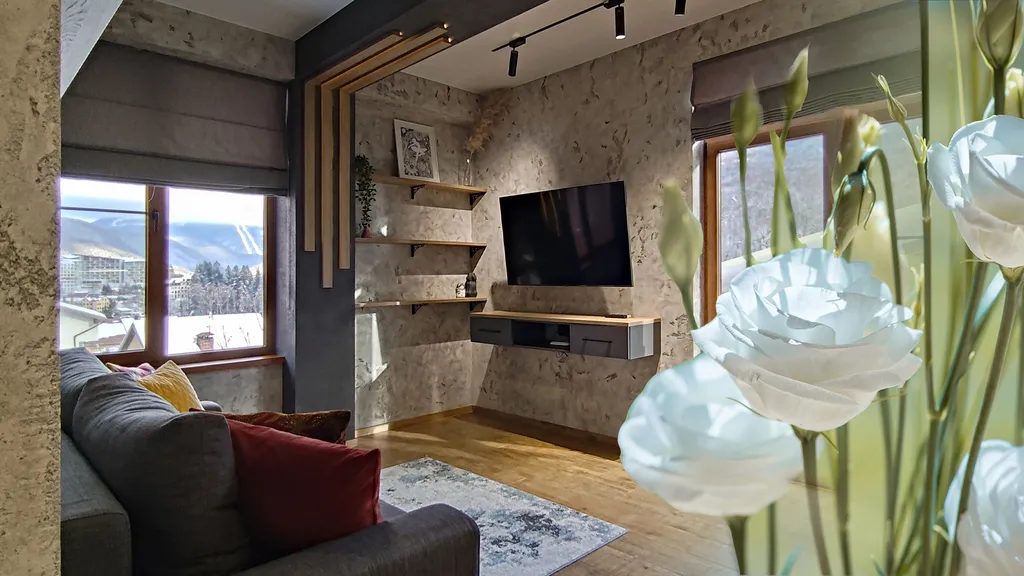 Квартира Современный красивый апартамент со спальней. Панорама на горы. Центр. — аренда посуточно в Красная Поляна