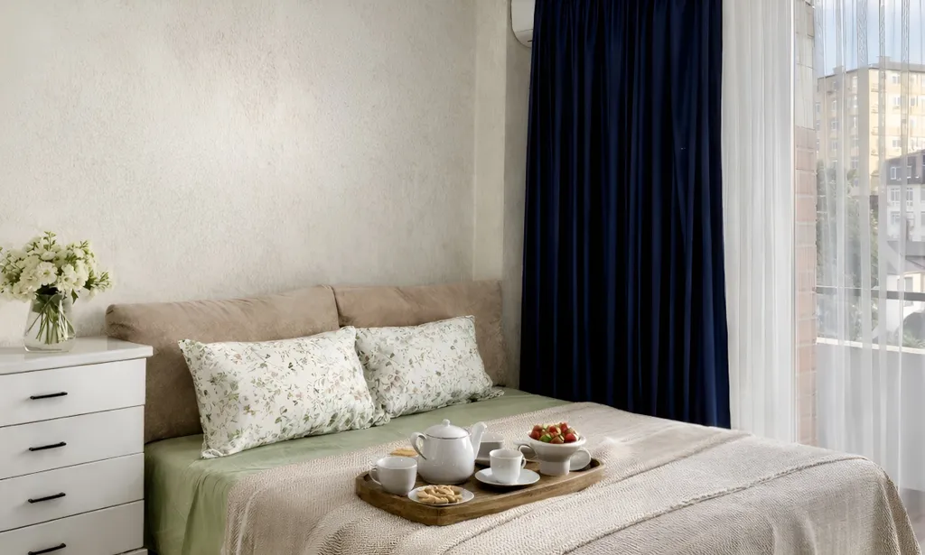 Студия с балконом и видом на море