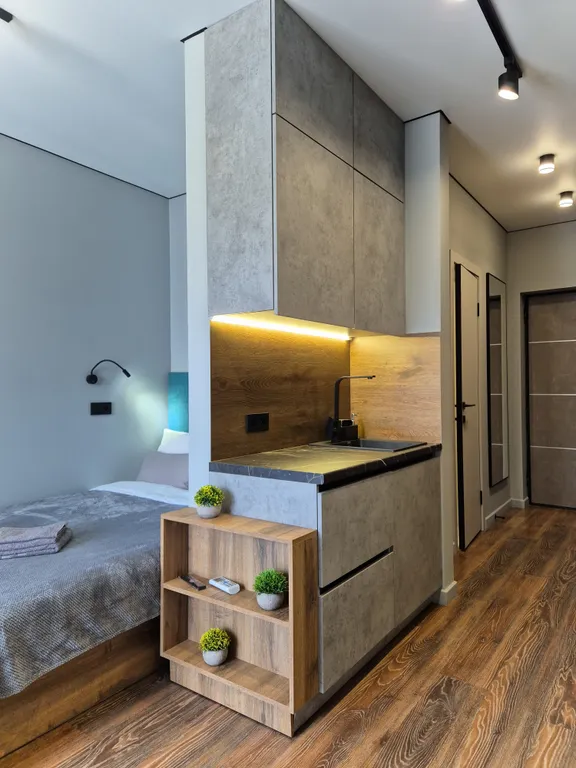 Уютная студия с ванной и прекрасным видом на реку и лес