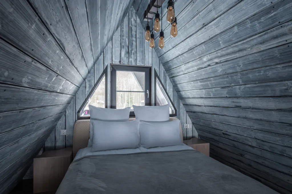 A-Frame с камином, кондиционером и террасой