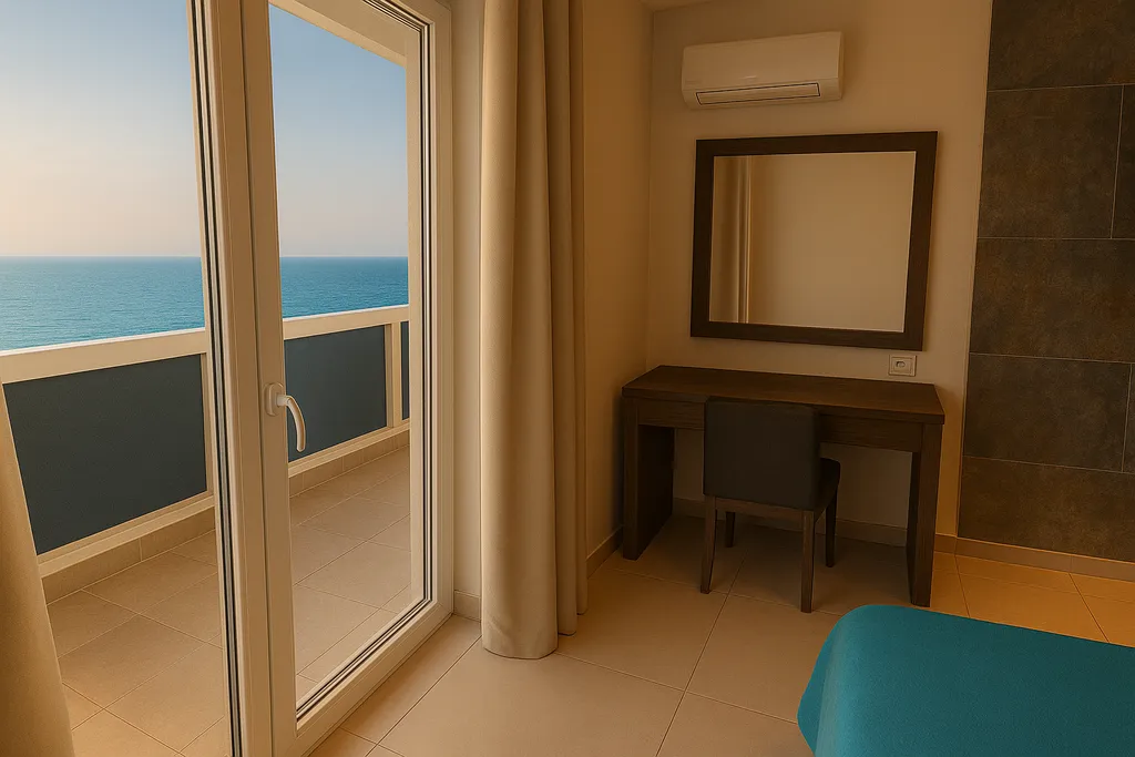 Семейный номер-студия с большим балконом и видом на море