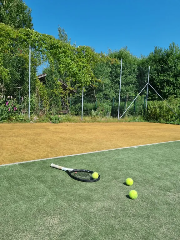 Дом и теннисный корт, сауна, камин недалеко от реки Москвы