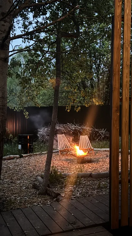 Уютный домик для отдыха с верандой и костровой зоной