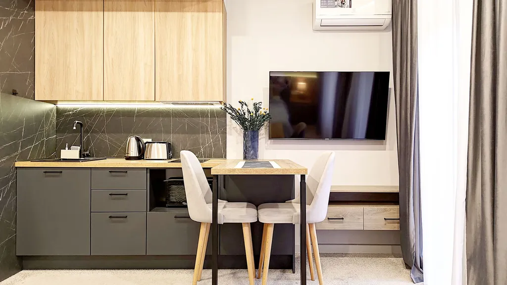 Студия с видом на горы + балкон/бассейн/сауна