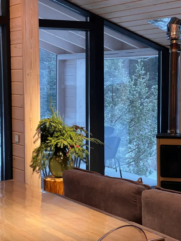 Дача в лесу с панорамными окнами