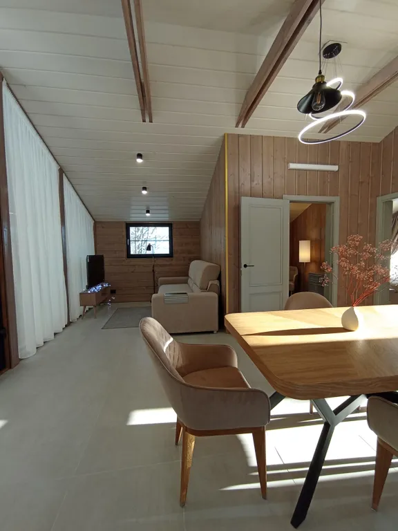 Панорамный дом с видом на лес и банным чаном