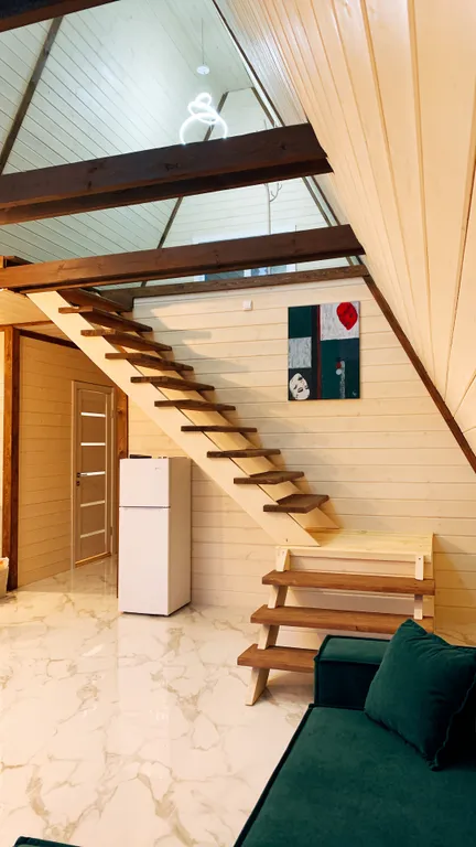 Уютный большой дом A-Frame с чаном рядом с Волгой