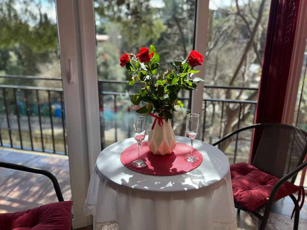 Студия с панорамными окнами и видом на горы