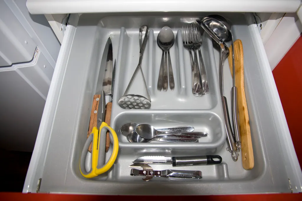 Яркая теплая студия с красным диваном