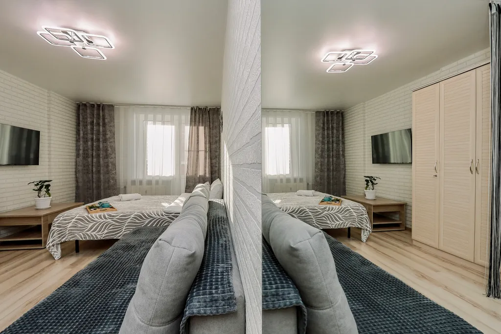 Новая студия  с 2-мя раздельными спальными местами от Город 18