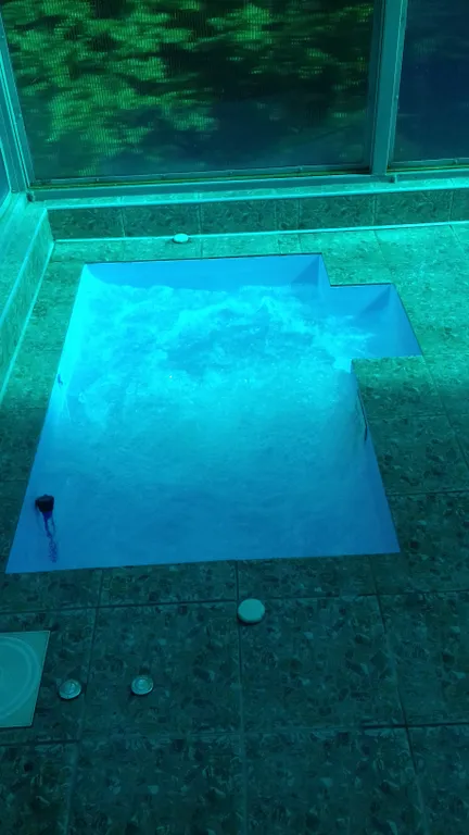 Бревенчатый дом в лесу с бассейном