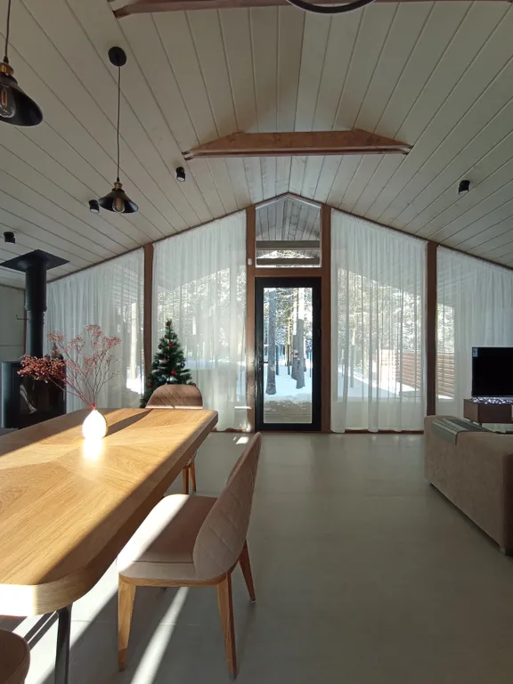 Панорамный дом с видом на лес и банным чаном