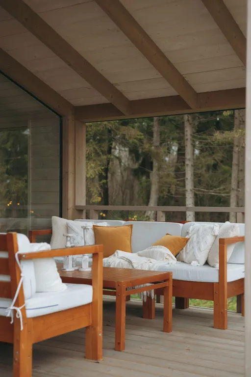 Дом с баней и чаном у воды и леса бохо