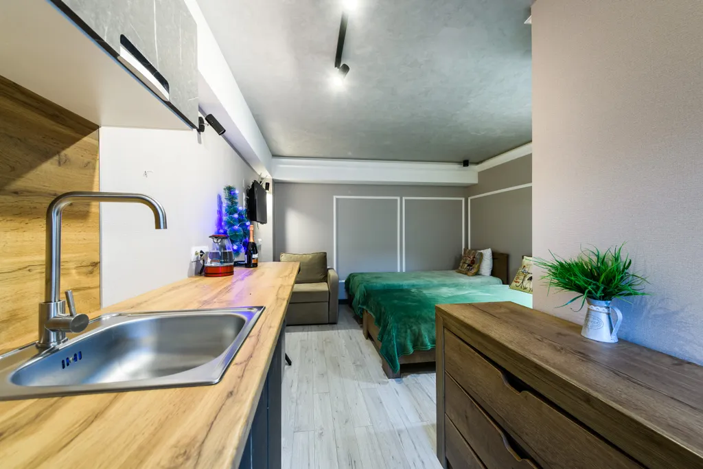 Уютная Студия с террасой Green Oplot Apartments