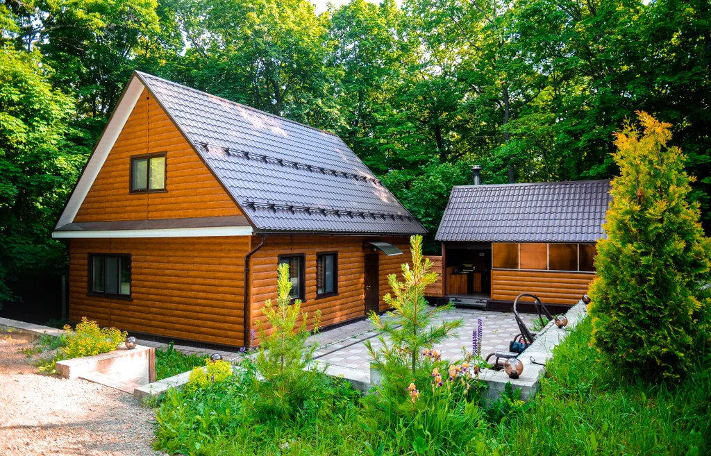 Дом в лесу с бассейном и баней