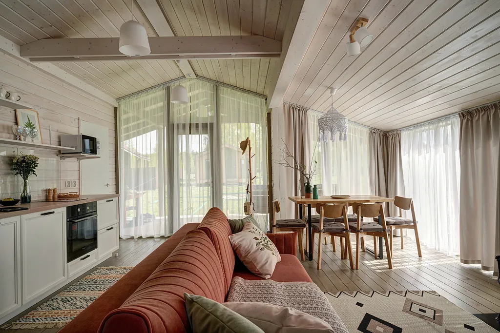 Коттедж Дом с панорамными окнами и печью для семейного отдыха, отдыха с детьми — Семеновское