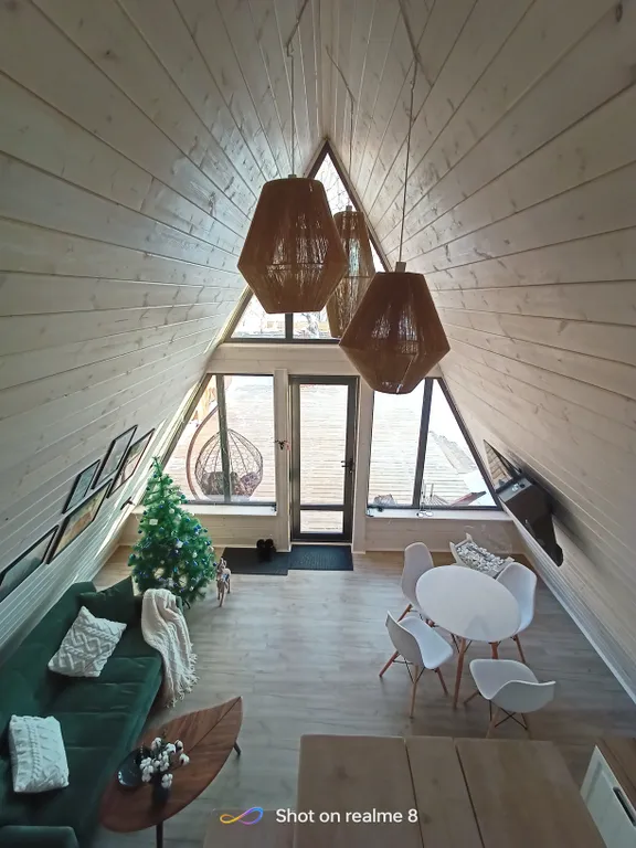 Домик А-фрейм с баней и купелью