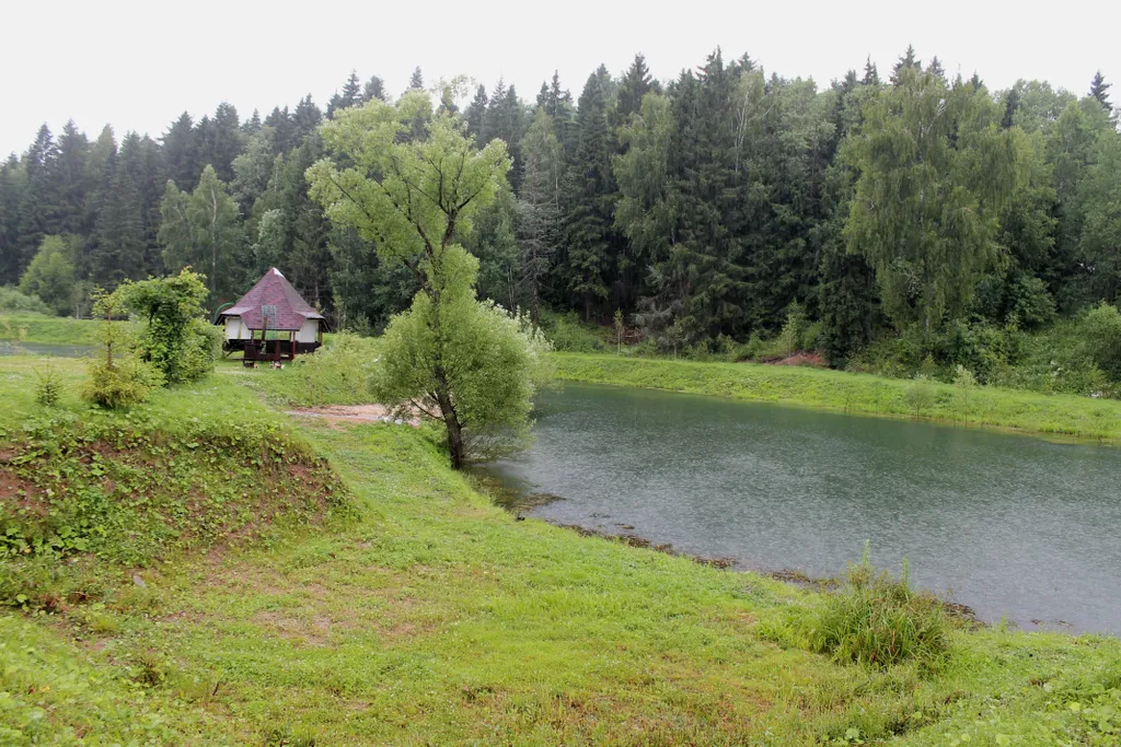 Дом на берегу реки с баней на дровах