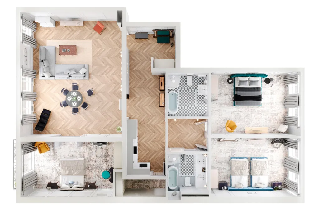 Дизайнеpские апартаменты с балконом