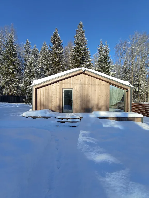 Панорамный дом с видом на лес и банным чаном