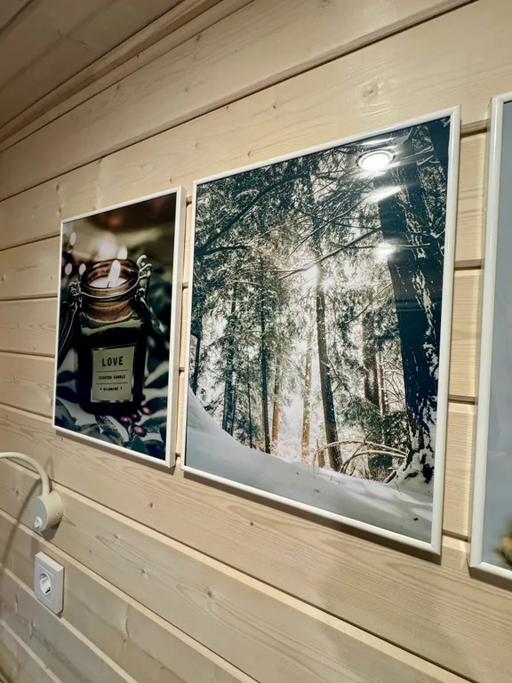 Уютный домик с панорамным окном и видом на лес