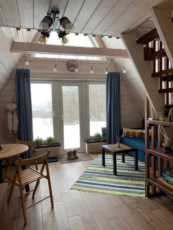 Papino village blue домик рядом с водопадом и лесом