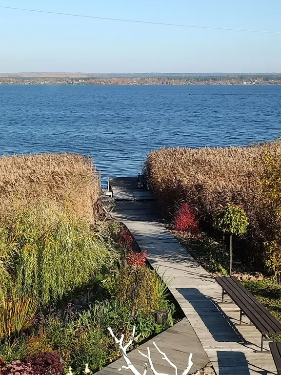 Дом с баней на берегу озера, в черте города
