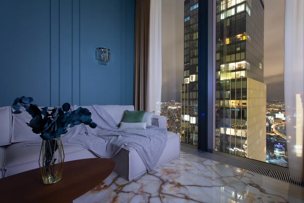 Редкий Пентхаус-формат на 64 этаже, оникс, подсветка, панорамные окна