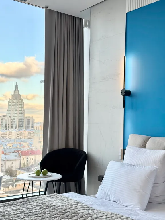 Новые апартаменты-студия на Тверской с потрясающий видом на центр Москвы