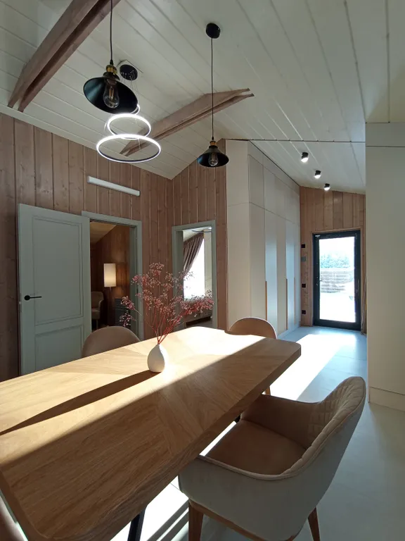 Панорамный дом с видом на лес и банным чаном