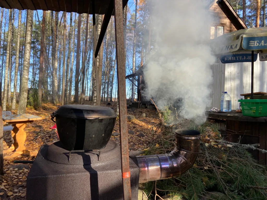 Хижина в лесу на берегу озера без соседей