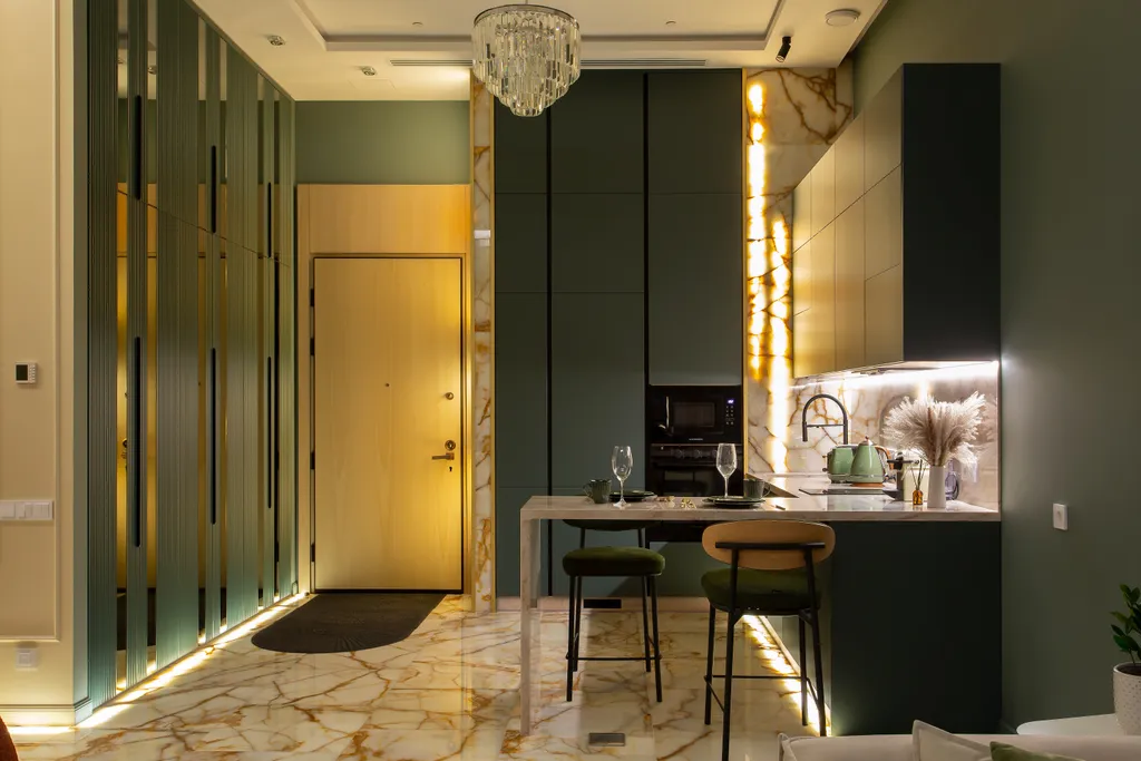 Редкий Пентхаус-формат на 64 этаже, оникс, подсветка, панорамные окна