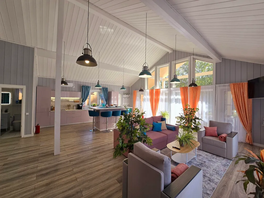 Семейный релакс-дом у реки с баней