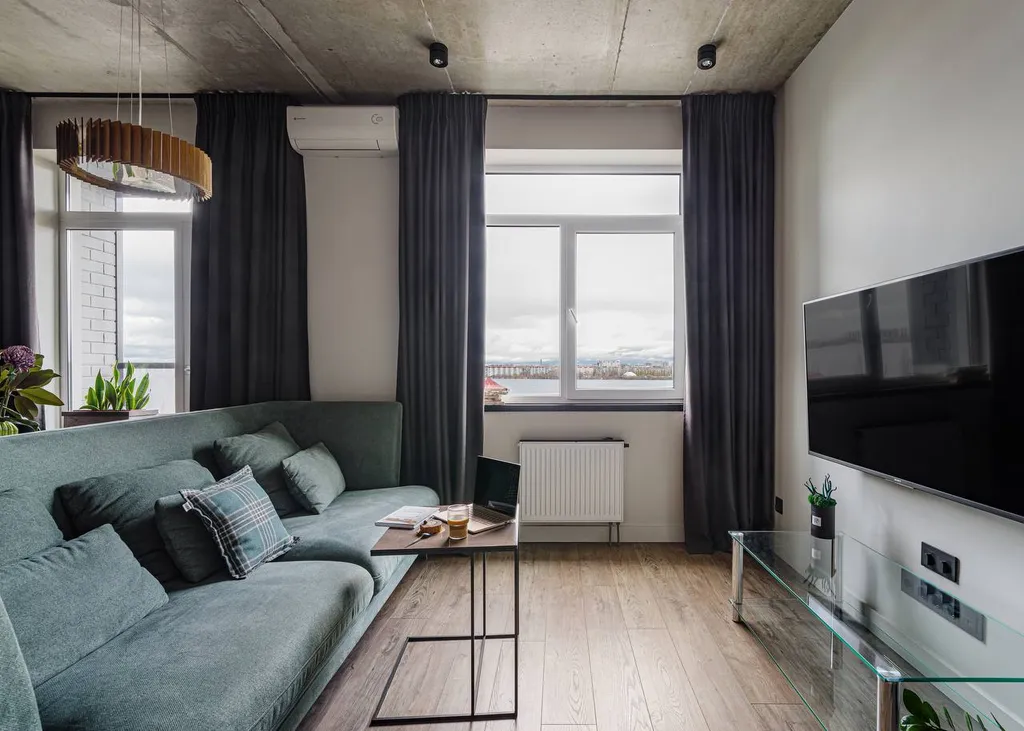 Стильная квартира-студия с видом на водохранилище