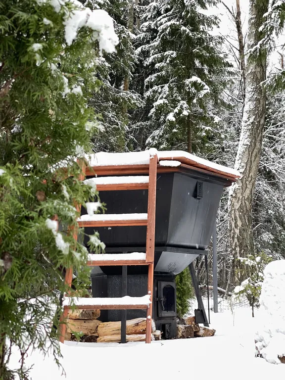 Отдых в доме в лесу с чаном и бассейном