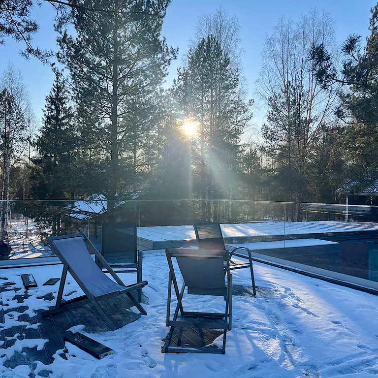 Домик в Соснах с баней и горячими ваннами Cube с баней