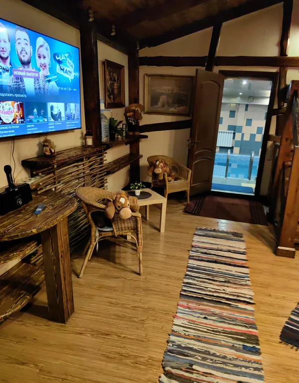 Атмосферный коттедж с дровяной баней и большим бассейном