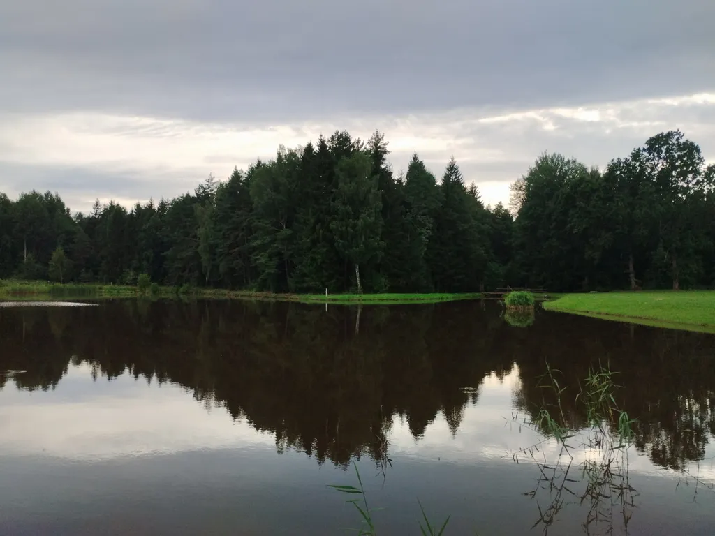 Дом с озером, река, лес