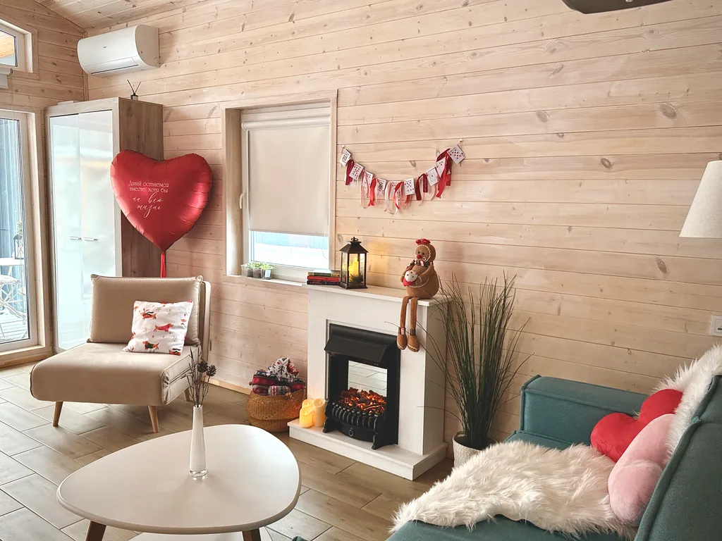 Дом с панорaмными окнaми, баней, чаном и уютной атмосферой