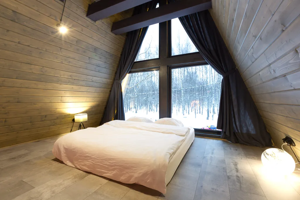 Домик A-Frame с купелью и баней 100 м2