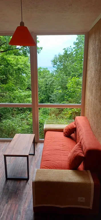 Уютная комната в доме Остановка Море с видом на море и лес