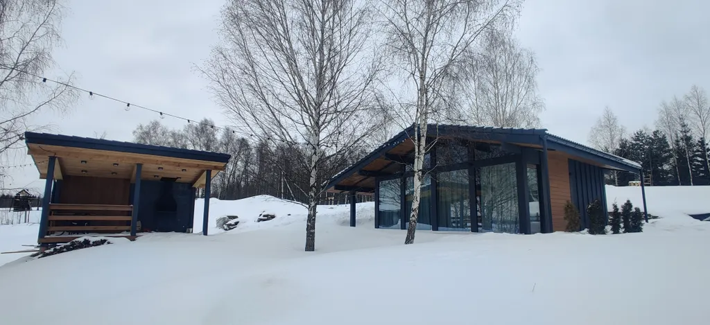 Панорамный дом с баней